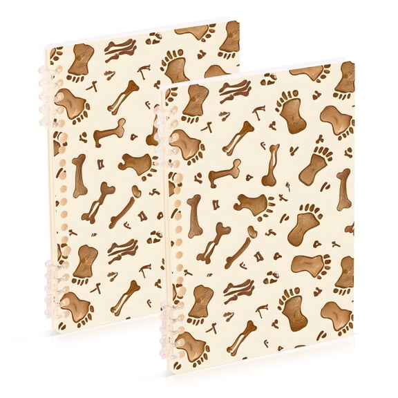 Footprints Bones Ring Binder Notebook Journey Note Diary College Ruled Spiral Notebook Study Loose Leaf Paper A5 60 Pages