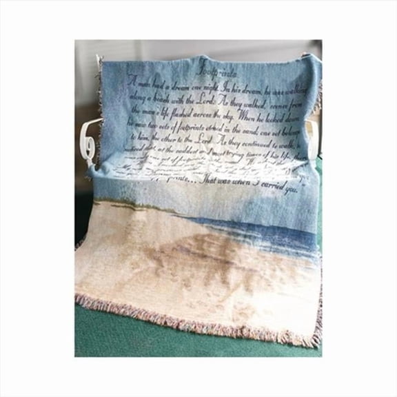 Footprints In The Sand Tapestry Throw Blanket Fashionable Jacquard Woven 50 X 60 in.