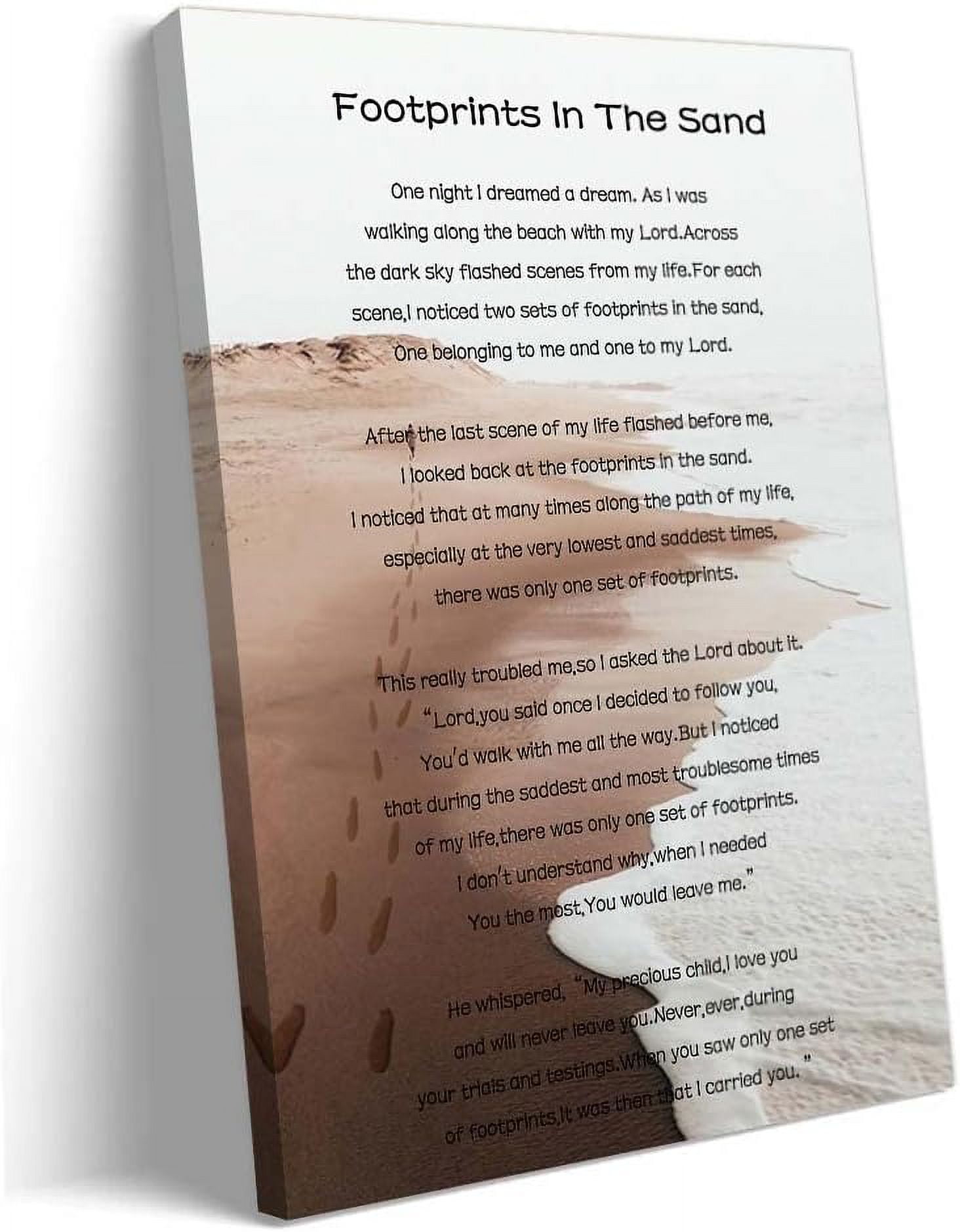 Footprints In The Sand Wall Art Religious Poem Wall Art Retro Canvas