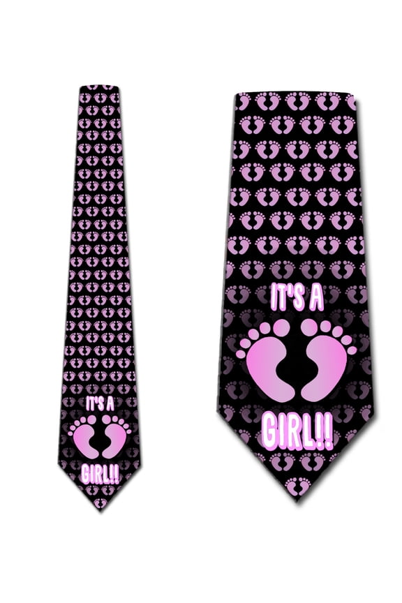 Footprints - It's a Girl!  Necktie Mens Tie by Three Rooker