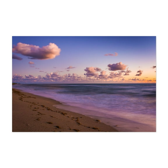 Footprints, Jupiter Island - Florida Photography Beach Sunset Ocean Coast Waves Scenic Pastel Unframed Wall Art Print 4 x 6 inches