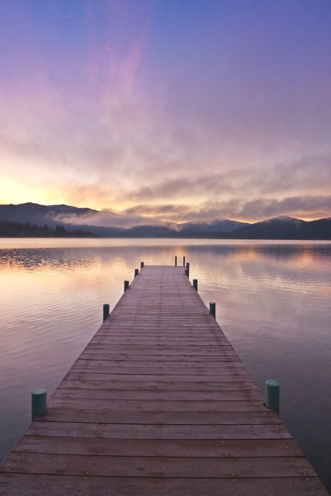 Footprints Leading Down A Frost Coverd Dock At Sunrise On Lake Whatcom During Winter Bellingham Washington Usa Canvas Art - Kevin Smith Design Pics (11 x 17)