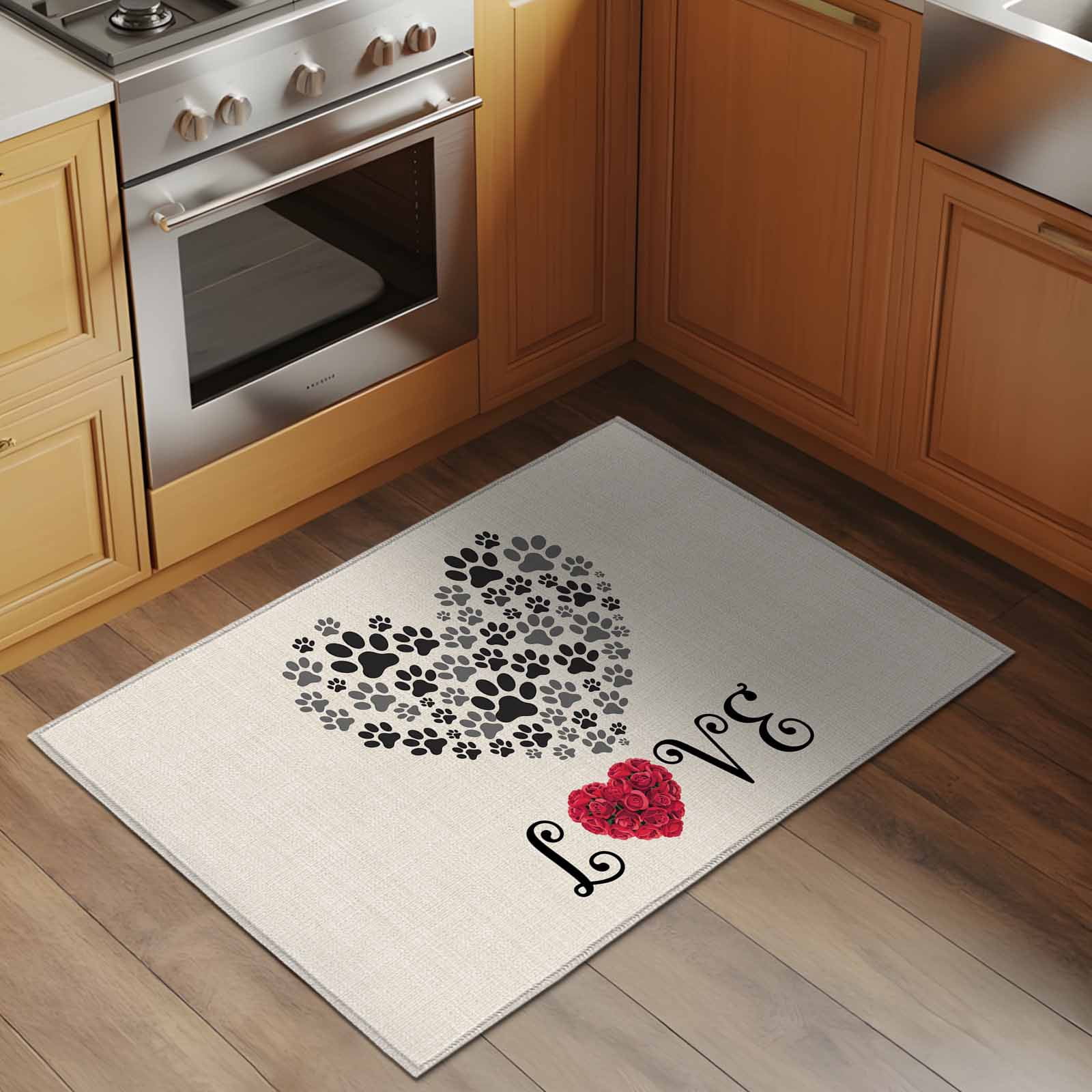 Rust Footprints Rug Footprints Love 2x3 Rug for Entryway Front Door Kitchen Sink Area ...