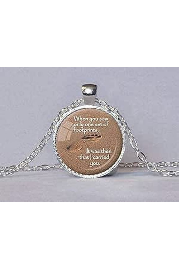 Footprints Poem Pendant Footprints in The Sand Christian Jewelry Jesus Quote Gift