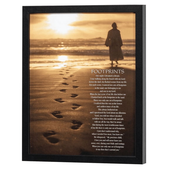 Footprints Poem Sepia Sunset 15 x 12 Wood Decorative Wall and Tabletop Frame