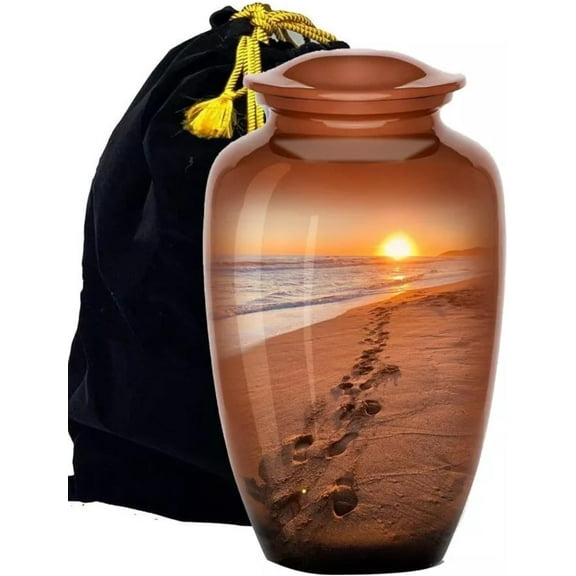 Footprints Sand Beach Urn for Ashes Adult Male & Female - Cremation Urn for Ashes for Women & Men - Funeral Urns for Human Ashes - Honor Your Loved One with Memorial Decorative Footprint Urns