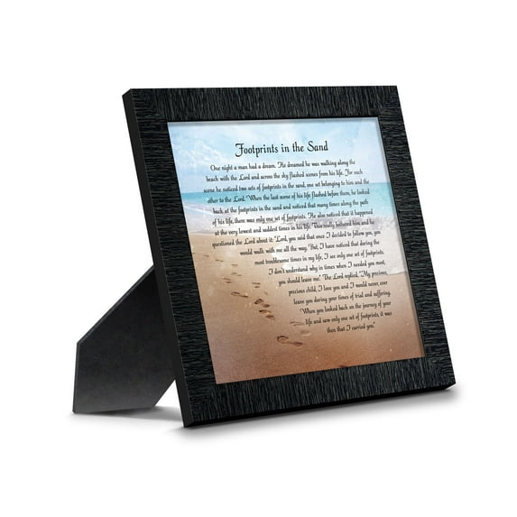 Footprints in the Sand Inspirational Wall Art, Beach Decor, Christian Gifts for Women and Men, Christian Wall Decor, Get Well Soon, Encouraging Scripture Wall Art, Sympathy Gift 8639CH