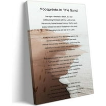 Footprints In The Sand Wall Art Religious Poem Wall Art Retro Canvas Framed Motivational Quotes Poster Painting Pictures Home Decor Framed (16x24 inch)