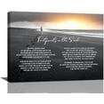 thumbnail image 1 of Footprints In The Sand Wall Art Religious Poem Wall Decor Motivational Quotes Black and White Beach Pictures Canvas Prints Painting Christian Framed Home Artwork for Bedroom Bathroom Office 16"x12", 1 of 6