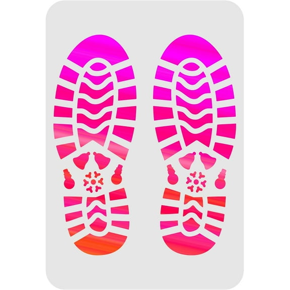Footprints Stencil Template 11.6x8.3 inch Plastic Shoe Print Pattern Drawing Painting Stencils Rectangle Reusable Stencils for DIY Painting on Wood Floor Wall and Tile