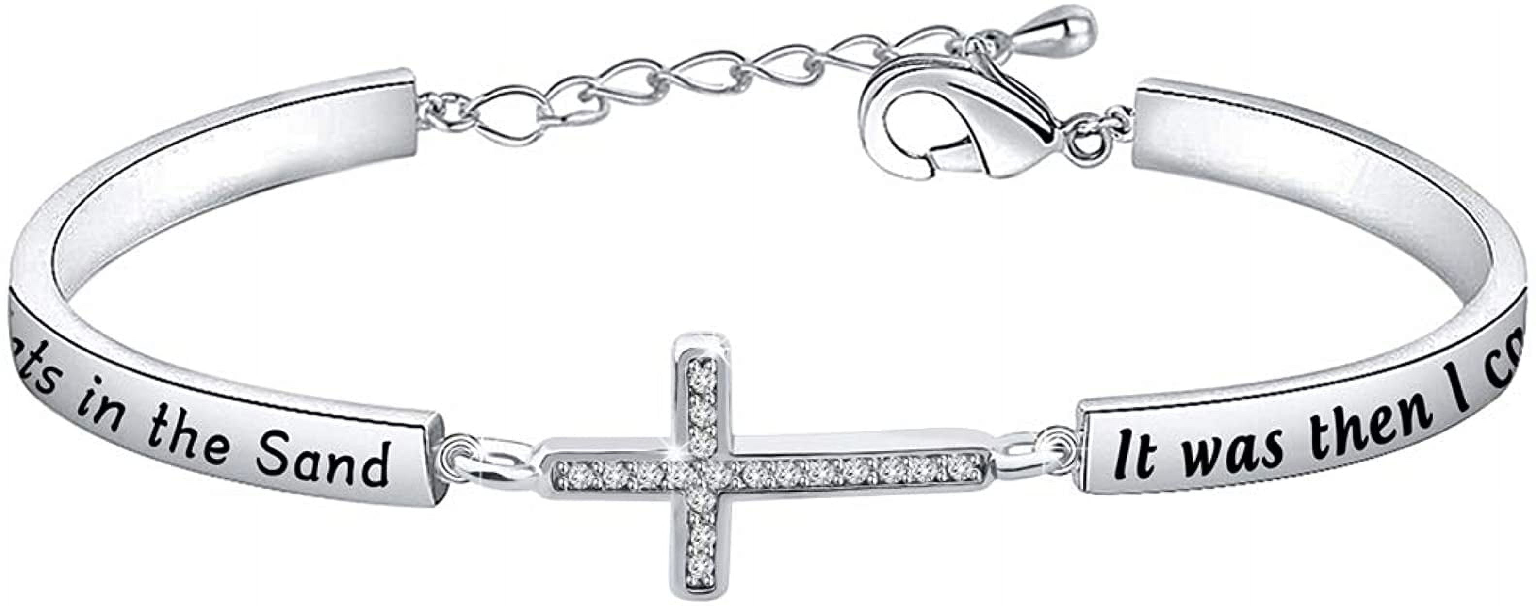 Footprints in The Sand Prayer Cross Bracelet Beautiful Poems Quote When