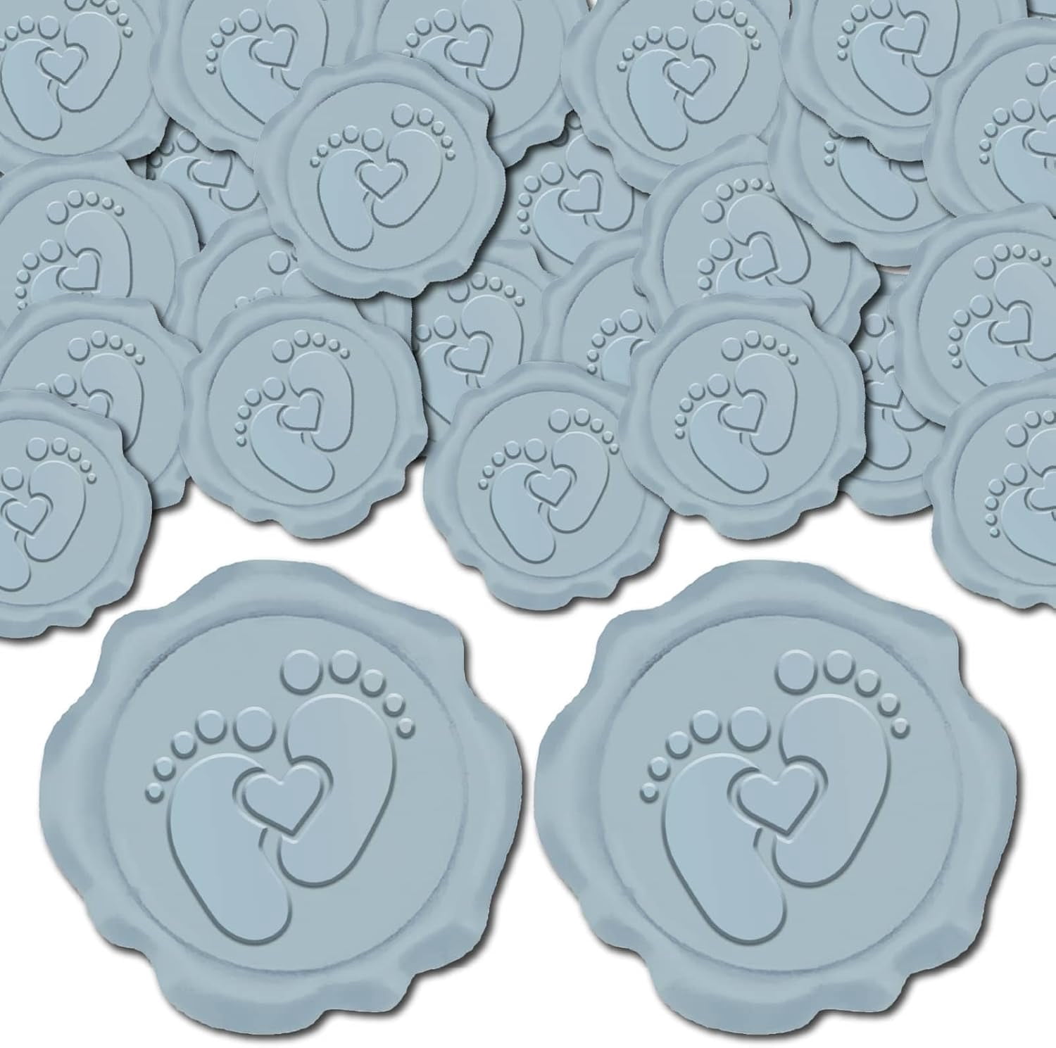 Footprints Wax Seal Stickers Blue Heart Envelope Sealing Stamp Sticker Self Adhesive for DIY