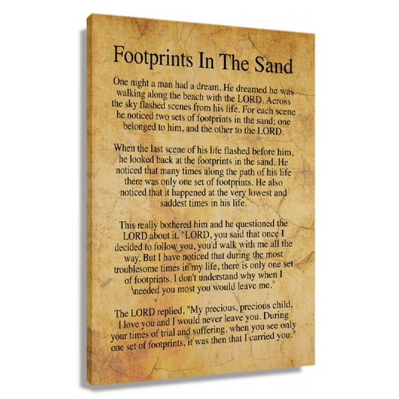 Footprints in The Sand Poem Wall Decor Prints Poster Artwork for Hallway Canvas Pictures for Living Room Modern Bedroom Decorative Painting Panels