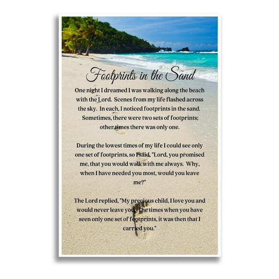 Footprints in The Sand Wall Art poster -Jesus Christian Poem Canvas Print Poster Motivational Office Room Aesthetics Decor