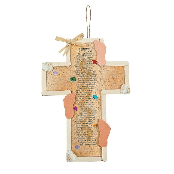 Footprints in the Sand Cross Craft Kit, Craft Kits, Sign Decoration Craft Kits, Hanging Decor Craft Kits, 12 Pieces, Other