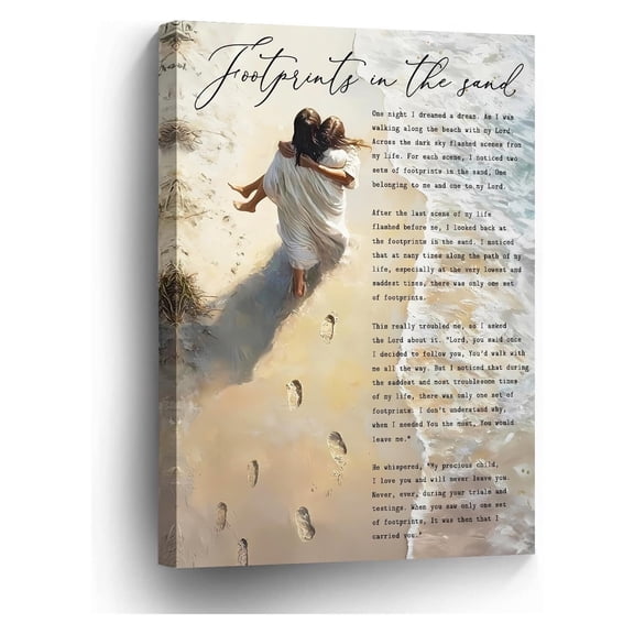 Footprints in the Sand Wall Art poster Jesus Christian Poster Inspirational Canvas Poem Poster Religious Home Decor poster