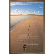 Footprints in the Sand Wall Poster, 14.725" x 22.375", Framed