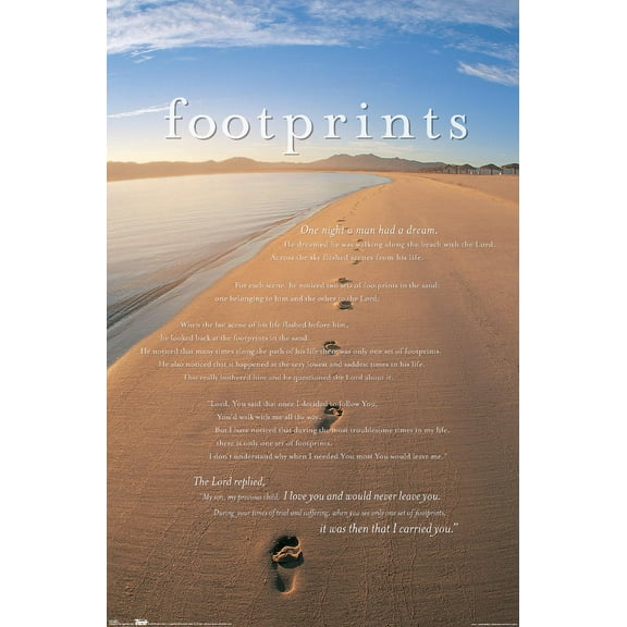Footprints in the Sand Wall Poster, 14.725" x 22.375"