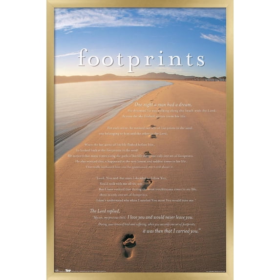 Footprints in the Sand Wall Poster, 22.375" x 34" Framed
