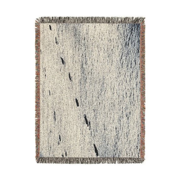 Footprints in the Snow Woven Blanket | Stone Brick Texture Rustic Throw