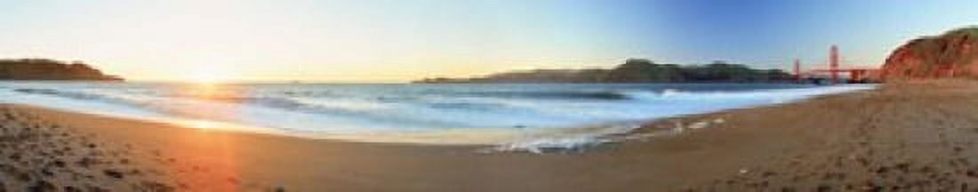 Footprints on the beach Golden Gate Bridge San Francisco California USA Canvas Art - Panoramic Images (24 x 5)