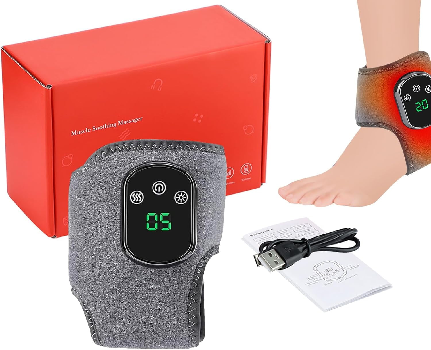 Footrenew Triple Method Massager,Foot Heating Pad Wrap and Massager,3 ...