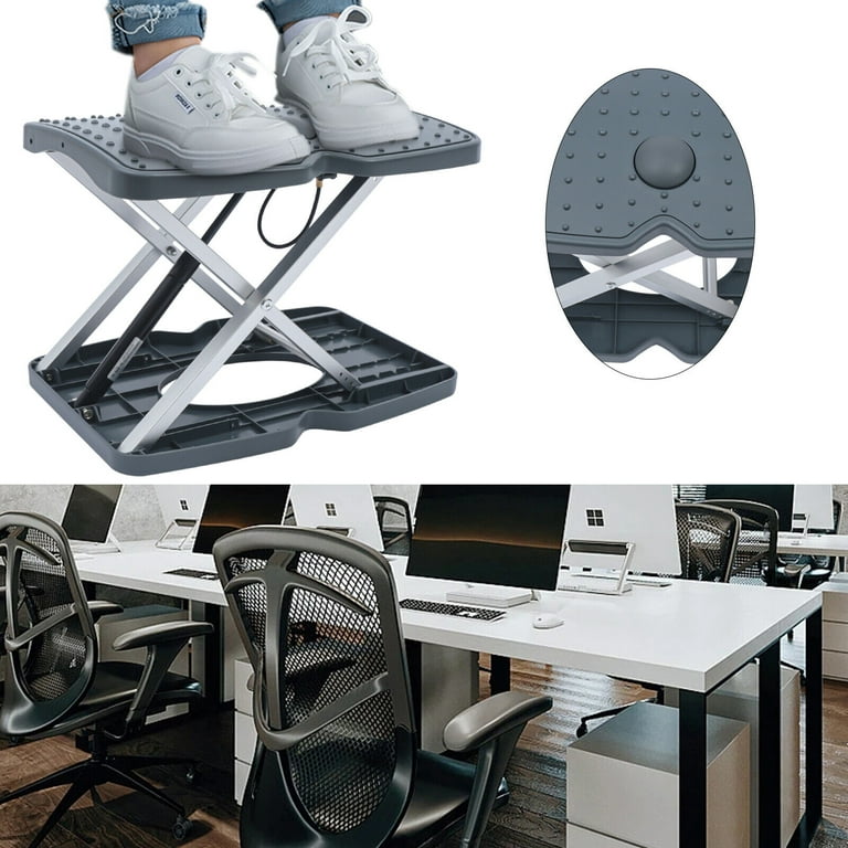 Footrest Foldaway Elevated Foot Stool under Desk - Adjustable Height Foot  Rest