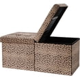 thumbnail image 1 of Footrest Ottoman Bench with Storage,34Inch Leopard Print Velvet Footstool, Coffee Table, Padded Seat, Storage Chest,Blanket Store with Flipping Lid for Livingroom and Bedroom, 1 of 11