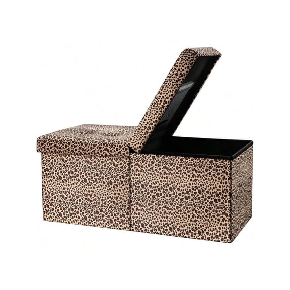 Footrest Ottoman Bench with Storage34Inch Leopard Print Veet Footstool Coffee Table Padded Seat Storage Chest Blanket Store with Flipping Lid for Livingroom and Bedroom