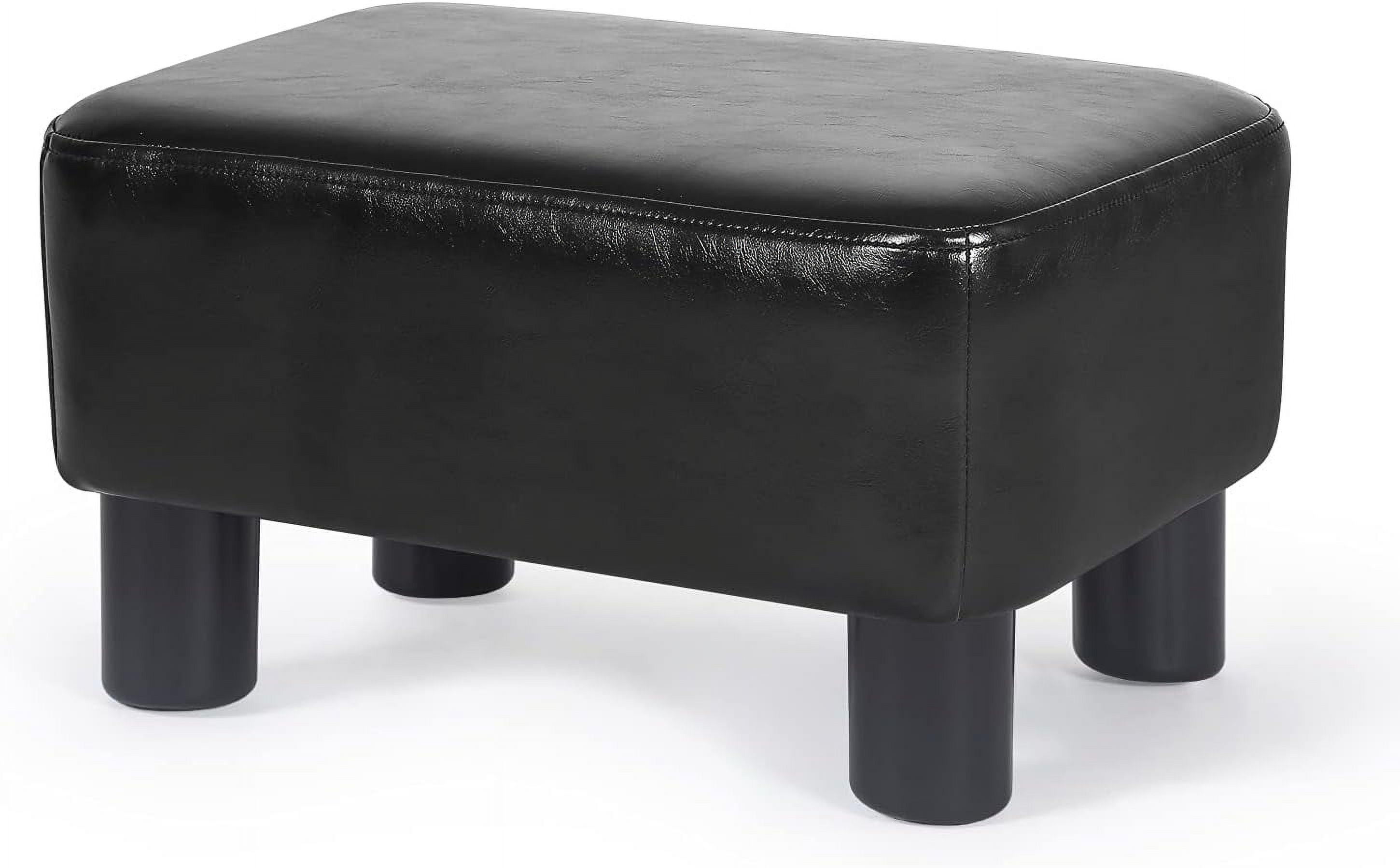 Footrest Ottoman Modern Small Rectangular Faux Leather Footstools For