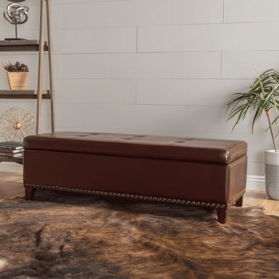 Footrest Ottomans(Not Include Sofa), BALTIMORE OTTOMAN, Chestnut Storage Ottomans,Leather Leather Ottomans