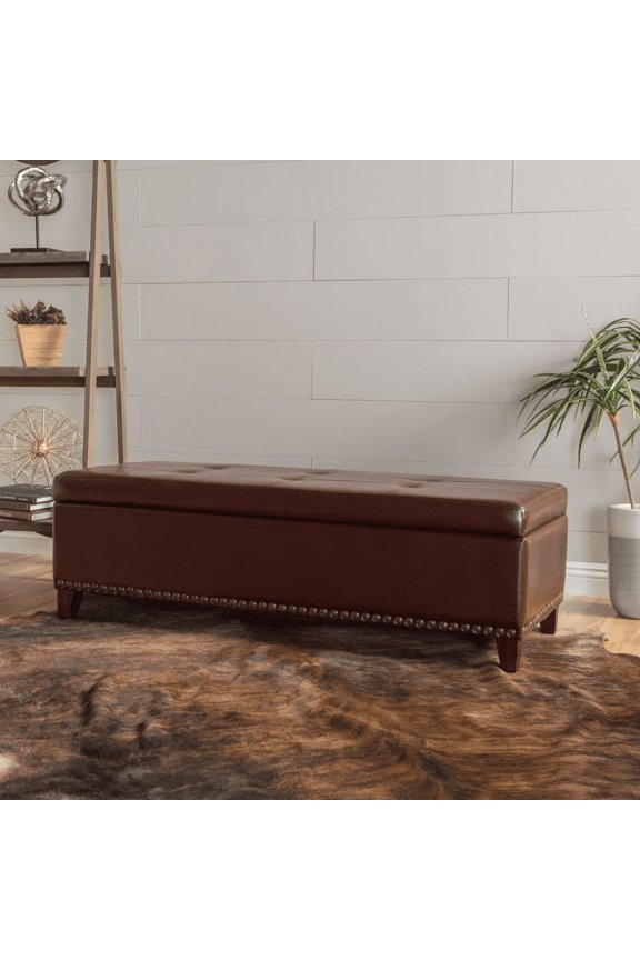 Footrest Ottomans(Not Include Sofa), BALTIMORE OTTOMAN, Chestnut Storage Ottomans,Leather Leather Ottomans