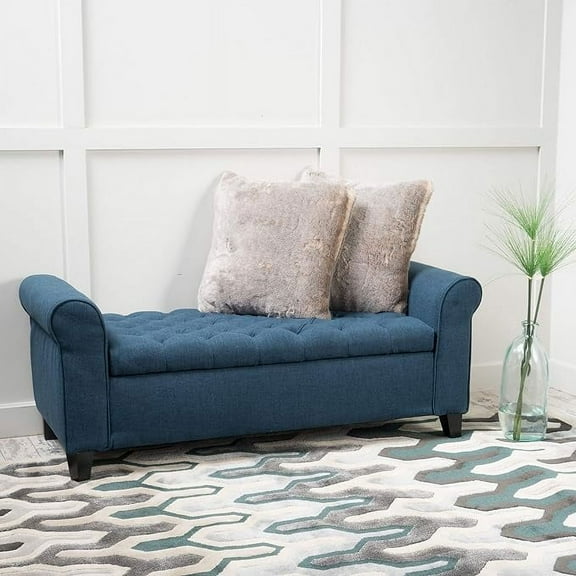 Footrest Ottomans, HAYES ARMED STORAGE BENCH, Storage Ottomans, Leather Ottomans,