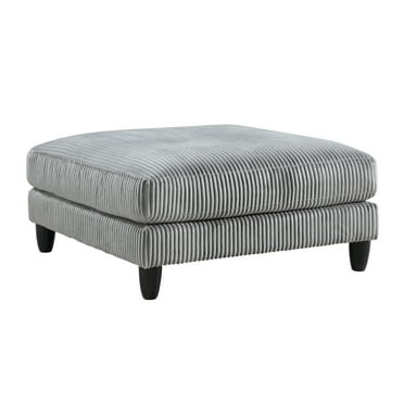 Footrest Ottomans Living Room Furniture Ottoman Gray Corduroy Upholstery 1pc Soft Cushion Cocktail Ottoman Solid Wood Legs,Storage Ottomans