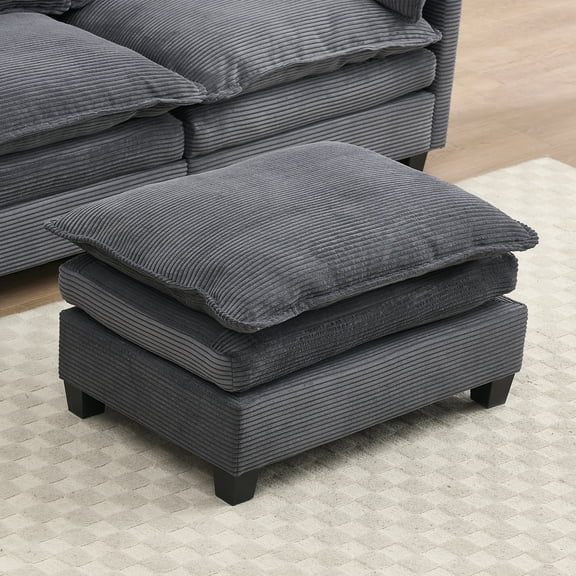 Footrest Ottomans, OTTO, Dark Gray Storage Ottomans,Velvet Leather Ottomans, Furniture, Primary Living Space, Ottomans