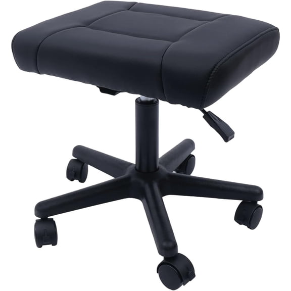 Footrest Stool Under Desk, 15.75-20in Height Adjustable Footrest, Leg Rest Ottoman, Ergonomic Office Foot Stool, with 360 Rolling Wheels, Portable for Home, Train, Load Capacity 220LBS Black