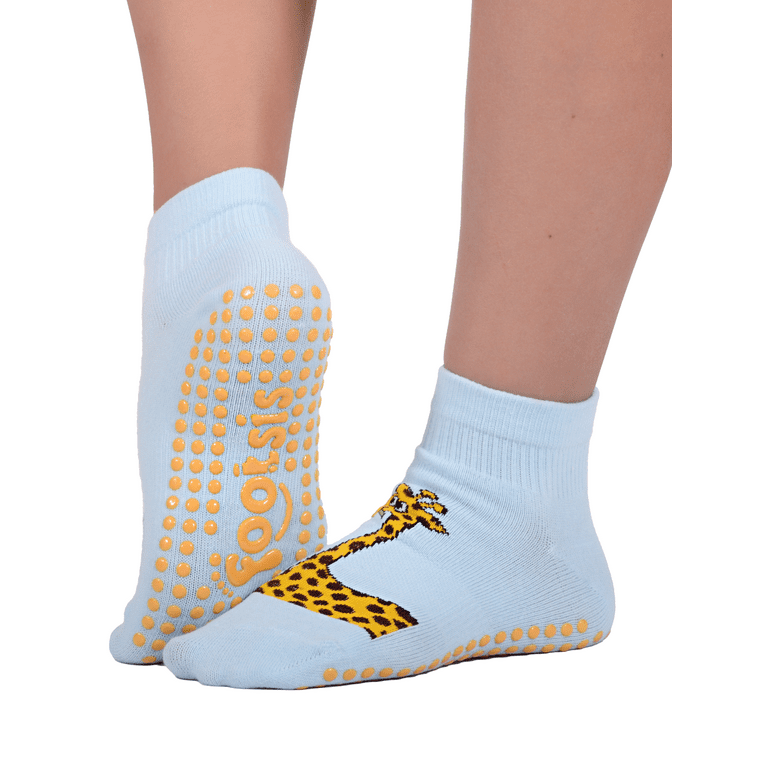 Footsis Non Slip Grip Socks for Yoga, Pilates, Barre, Home, Hospital ,Mommy  and Me classes Giraffe