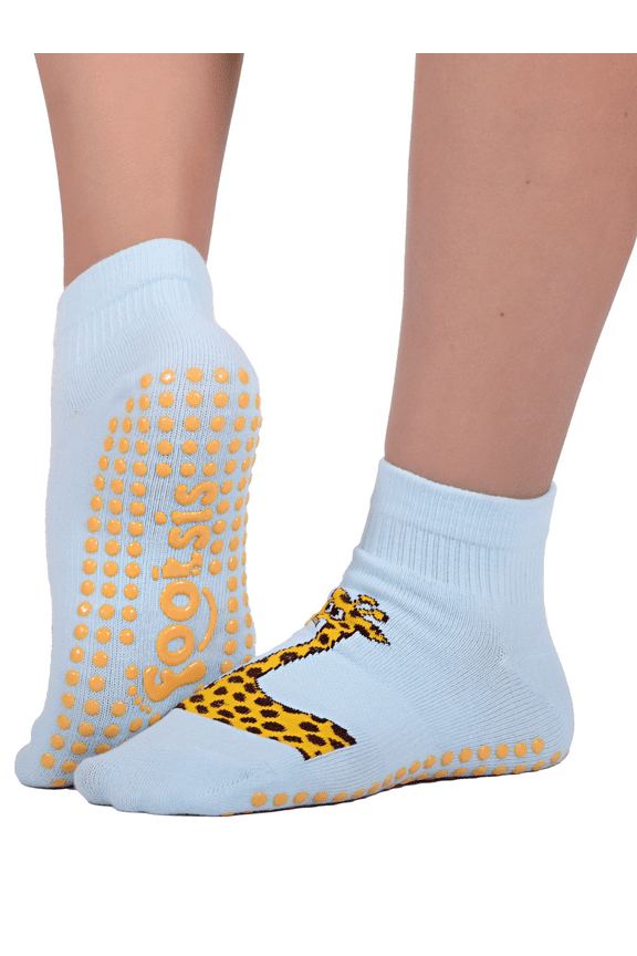 Non Slip Grip Socks for Yoga, Pilates, Barre, Home, Hospital ,Mommy and Me classes "Giraffe"