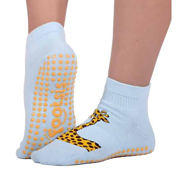 Footsis Non Slip Grip Socks for Yoga, Pilates, Barre, Home, Hospital ,Mommy and Me classes "Giraffe"