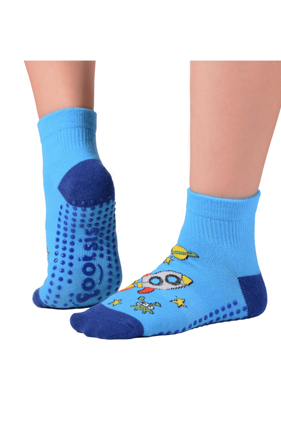 Non Slip Grip Socks for Yoga, Pilates, Barre, Home, Hospital ,Mommy and Me classes Rocket'