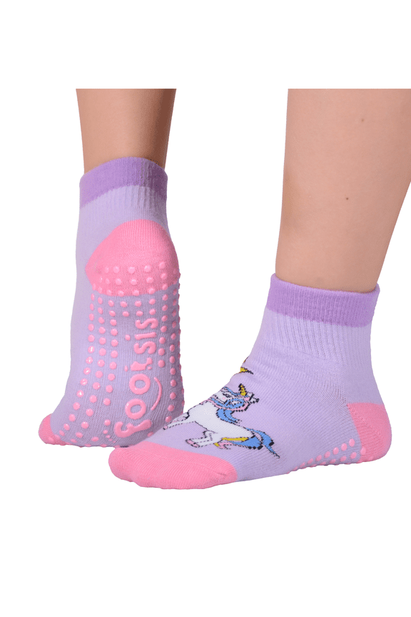 Non Slip Grip Socks for Yoga, Pilates, Barre, Home, Hospital ,Mommy and Me classes "Unicorn"