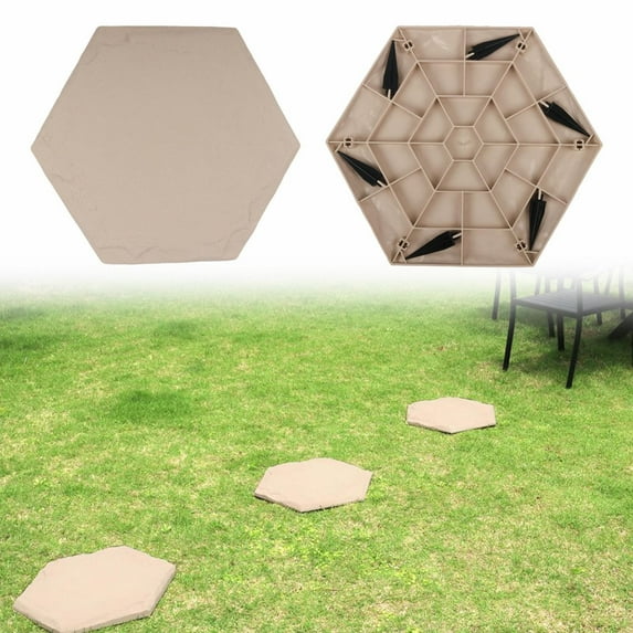 Footstone Ornaments X2 Home Or Garden Step Stones for Outdoor Walkway Or Walkway Stepping Stones Stepping Stones Plastic (Hexagons Circles Squares Beige,Cyan)