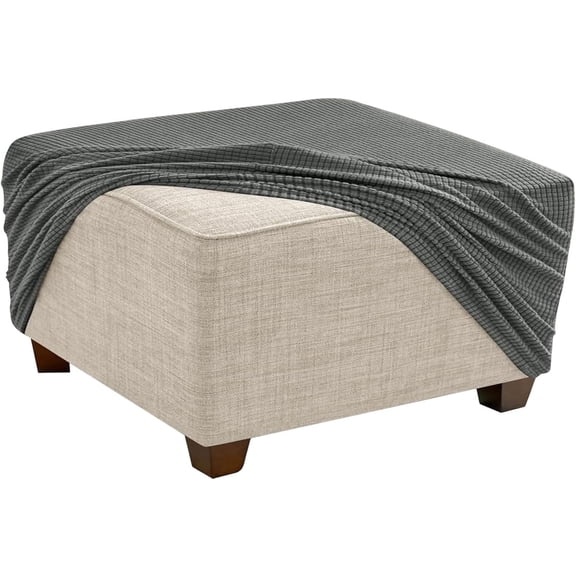 Footstool Cover Square, Stretch Thick Ottoman Slipcover, Elastic Bottom Furniture Protector, Soft Removable Washable Cover for Square Stool(M1,35x35cm/14x14in)