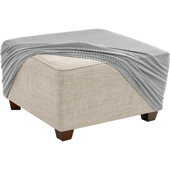 Footstool Cover Square, Stretch Thick Ottoman Slipcover, Elastic Bottom Furniture Protector, Soft Removable Washable Cover for Square Stool(M2,35x35cm/14x14in)