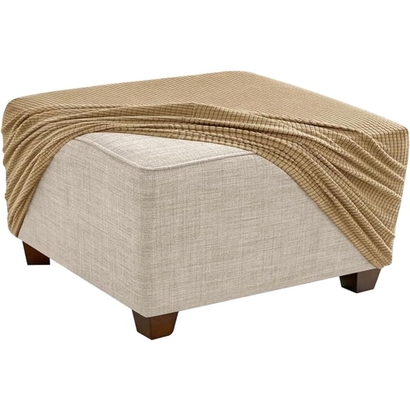 Footstool Cover Square, Stretch Thick Ottoman Slipcover, Elastic Bottom Furniture Protector, Soft Removable Washable Cover for Square Stool(M5,35x35cm/14x14in)