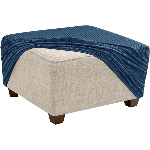 Footstool Cover Square, Stretch Thick Ottoman Slipcover, Elastic Bottom Furniture Protector, Soft Removable Washable Cover for Square Stool(M8,35x35cm/14x14in)