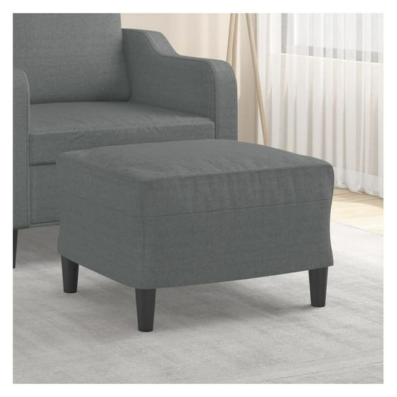 Footstool Dark Gray 23.6"x19.7"x16.1" Fabric Ottoman - Modern Living Room Accent Furniture - Cozy Foot Rest for Sofa & Recliner