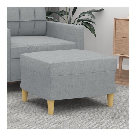 Footstool Light Gray 23.6"x19.7"x16.1", Fabric Ottoman for Living Room - Modern Cozy Foot Rest, Padded Stool for Feet, Extra Seat