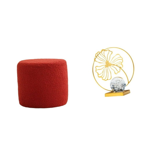 Footstool Ottoman Leaf Statue Compact Size Decorative Stool for Bedroom Living Room Office Use