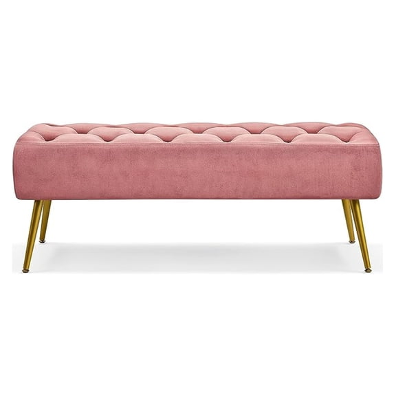 Footstool Upholstered Ottoman Footrest Stool Button Tufted Ottoman Stool Couch Pink